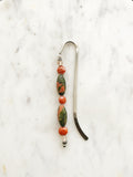 Handmade Bookmark using Vintage Beads and Semi Precious Stones Crystals  These bookmarks are handmade using vintage beads from broken or mismatched necklaces and earrings. Each bookmark is unique and carefully crafted to have a vintage feel and look. Made using Unakite crystal, vintage bohemian glass beads and vintage ceramic beads.