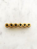 Add a touch of vintage charm to your hairstyle with our Vintage Gold and Enamel Barrette! This elegant barrette features a stunning gold design with intricate enamel detailing. Perfect for adding a unique, playful touch to any look.  58mm x 10mm