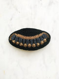 Add some vintage charm to your hair with this hand-crafted seed bead barrette. Made in France, it's a unique and stylish accessory that will elevate any hairstyle. Perfect for adding a touch of playfulness to your look!  Made by hand in France  113mm x 58mm