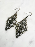 Antique Bronze Vintage Filigree Earrings