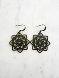 Antique Bronze Vintage Filigree Star Mandala Earrings
Add a touch of whimsy with our Vintage Filigree Earrings. These lightweight beauties feature intricate filigree designs for a boho vibe. Perfect for a playful and carefree look.
Lightweight brass metal stampings with an antique bronze patina.
43mm from the top of the ear hook x 30mm