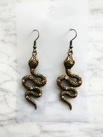 Antique Bronze Snake Earrings
