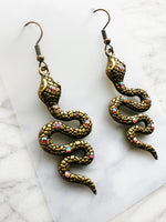 Antique Bronze Snake Earrings