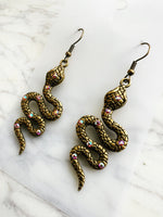Antique Bronze Snake Earrings