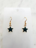 Kawaii Teal Enamel Star Dangle Earrings