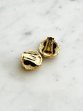 back of Vintage Gold Plated Black Porcelain Clip-On Earrings