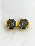 Vintage Gold Plated Roman Coin Clip-On Earrings