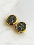 Vintage Gold Plated Roman Coin Clip-On Earrings