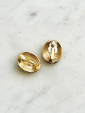 Vintage Gold Plated Textured Clip-On Earrings | Woven Basketweave Design