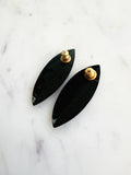 Genuine Vintage Retro Green, Purple & Black Iridescent Marquise Earrings