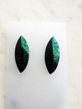 Genuine Vintage Retro Green, Purple & Black Iridescent Marquise Earrings