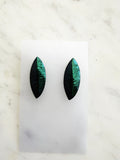 Genuine Vintage Retro Green, Purple & Black Iridescent Marquise Earrings