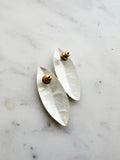 Genuine Vintage Retro Ivory Iridescent Marquise Earrings