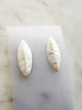 Genuine Vintage Retro Ivory Iridescent Marquise Earrings