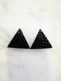 Vintage Iridescent Deep Purple & Black Triangle Earrings | Geometric Statement Studs