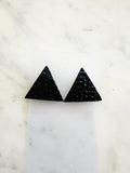 Vintage Iridescent Deep Purple & Black Triangle Earrings | Geometric Statement Studs