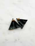 Genuine Vintage Iridescent Purple, Green & Black Triangle Earrings