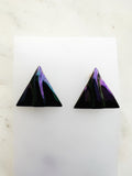 Genuine Vintage Iridescent Purple, Green & Black Triangle Earrings