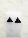 Genuine Vintage Iridescent Purple, Green & Black Triangle Earrings