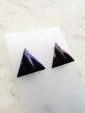 Genuine Vintage Iridescent Purple, Green & Black Triangle Earrings