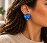 Vintage Sapphire Blue Crystal Clip-On Earrings