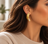Vintage Gold Plated Crystal Clip-On Earrings | Sculptural Gold Earrings