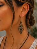 Antique Bronze Vintage Filigree Earrings