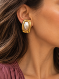 Vintage Gold Plated Faux Pearl Clip-On Earrings