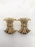 Art Deco Gold Crystal Clip on Earrings