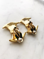 Art Deco Gold Crystal Clip on Earrings