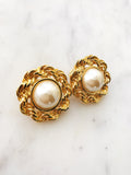 Make a statement with these vintage-inspired, gold rope dome pearl earrings! These earrings add a glamorous, yet elegant touch to any outfit. Make a bold, fashionable move today! The perfect accessory for any girl-boss!!  Gold Plated  Clip On   30mm x 30mm