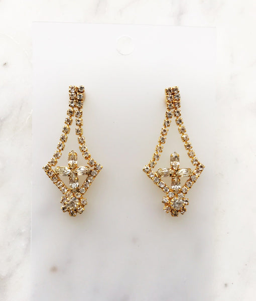 Crystal Chandelier Gold Earrings