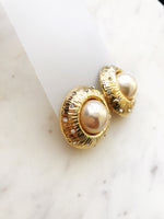 Dome Pearl & Crystal Earrings