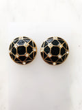 Florence Black Enamel Crystal Dome Earrings