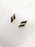 Vintage Black & Gold Enamel Crystal Earrings