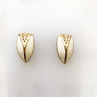 Cream and Gold Enamel Drop Earrings