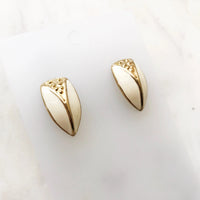 Cream and Gold Enamel Drop Earrings