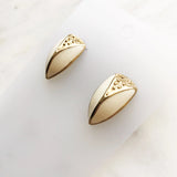 Cream and Gold Enamel Drop Earrings