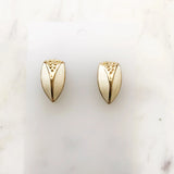 Cream and Gold Enamel Drop Earrings