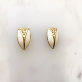 Cream and Gold Enamel Drop Earrings