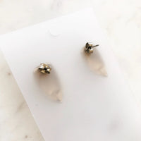 Cream and Gold Enamel Drop Earrings