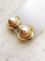 Dome Pearl & Crystal Earrings