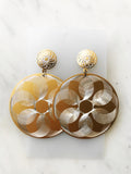 Etched Gold Disk Earrings