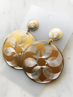 Etched Gold Disk Earrings