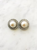 Vintage Dome Pearl and Crystal Earrings