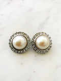 Vintage Dome Pearl and Crystal Earrings