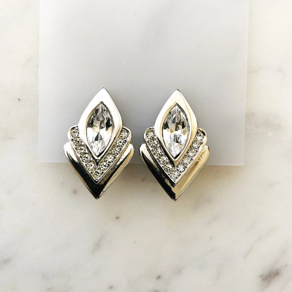 Harriet Art Deco Silver Crystal Earrings
