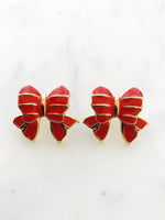 Enamel Red Bow Earrings