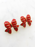 Enamel Red Bow Earrings