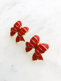 Enamel Red Bow Earrings